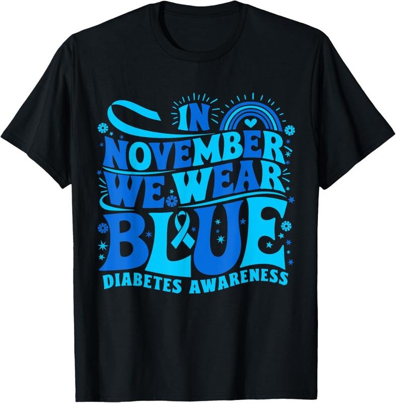 100% Cotton In November We Wear Blue Diabetes Awareness T-Shirt Hoodie Sweatshirt | PrintMintTees.com