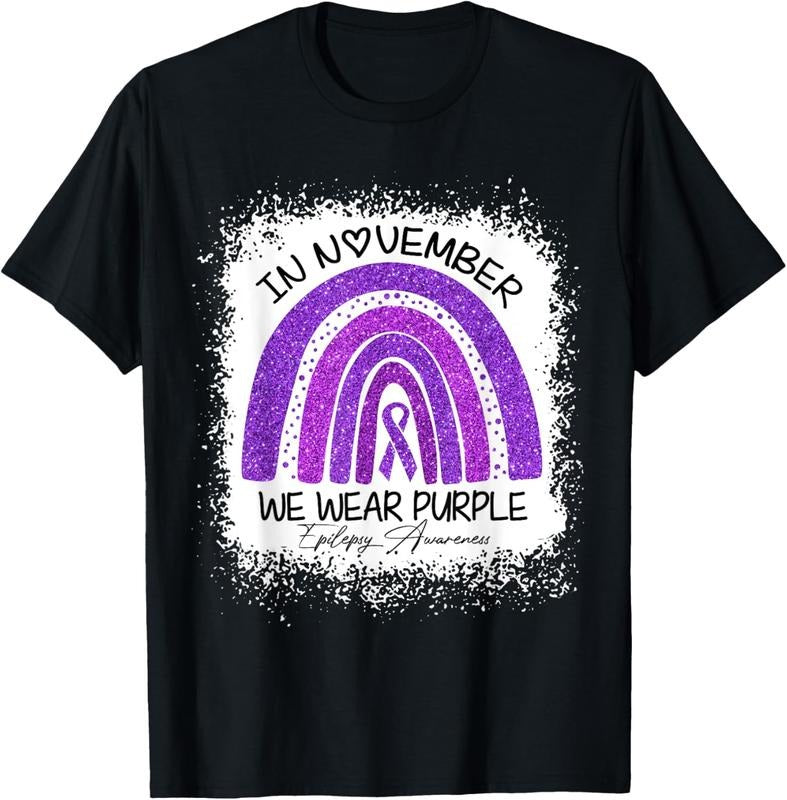 100% Cotton In November We Wear Purple Epilepsy Awareness T-Shirt Hoodie Sweatshirt | PrintMintTees.com