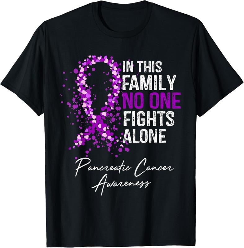 100% Cotton In This Family No One Fights Alone Shirt Pancreatic Cancer T-Shirt Hoodie, Sweatshirt | PrintMintTees.com