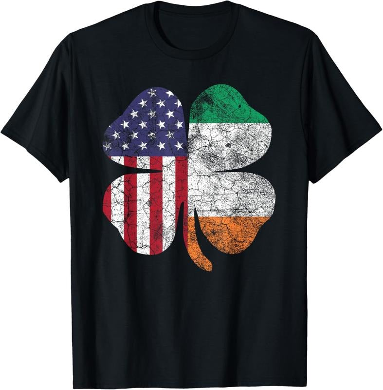100% Cotton Irish American Flag Ireland Flag ST PATRICKS DAY Gift Lucky T-Shirt Hoodie Sweatshirt | PrintMintTees.com