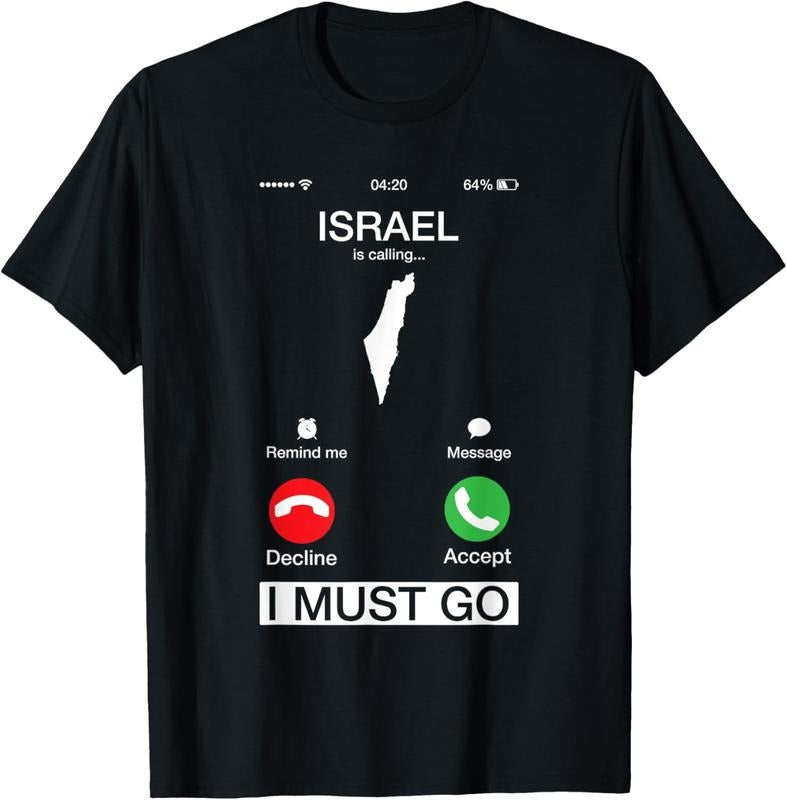 100% Cotton Israel Is Calling And I Must Go Funny Phone Screen T-Shirt Hoodie, Sweatshirt | PrintMintTees.com