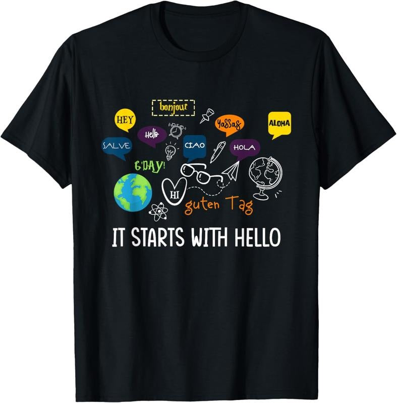 100% Cotton Starts Hello Friendship Inclusion Language Teacher T-Shirts, Hoodie, Sweatshirt