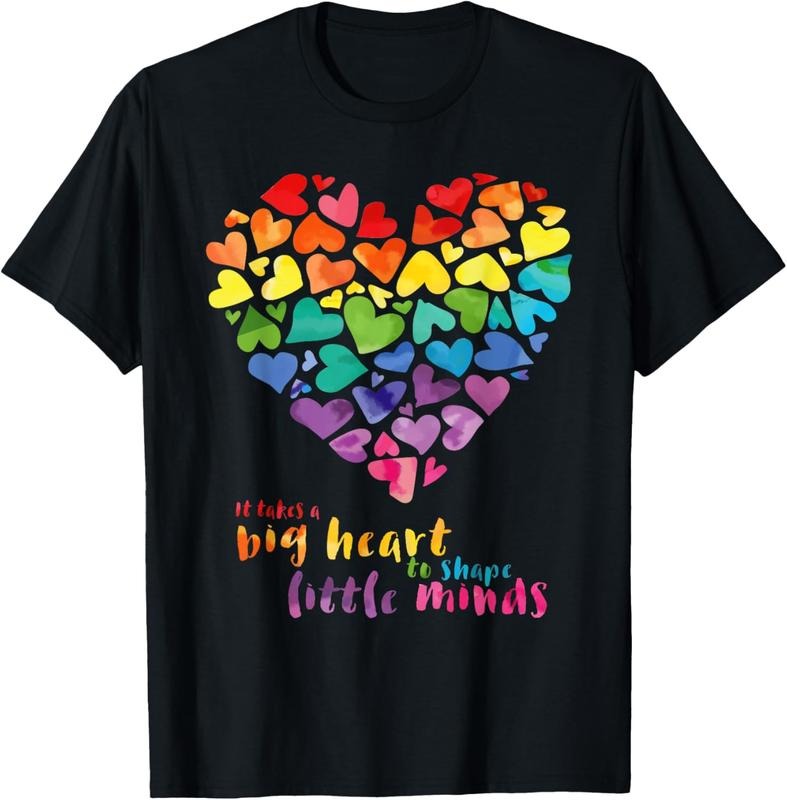 100% Cotton It Takes a Big Heart To Shape Little Minds Teacher Gift T-Shirt Hoodie Sweatshirt | PrintMintTees.com