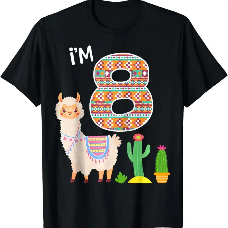[100% Cotton]It's My 8 Th Birthday Squad Llama Alpaca Cute Farm Year Old T-Shirt Hoodie Sweatshirt | PrintMintTees.com