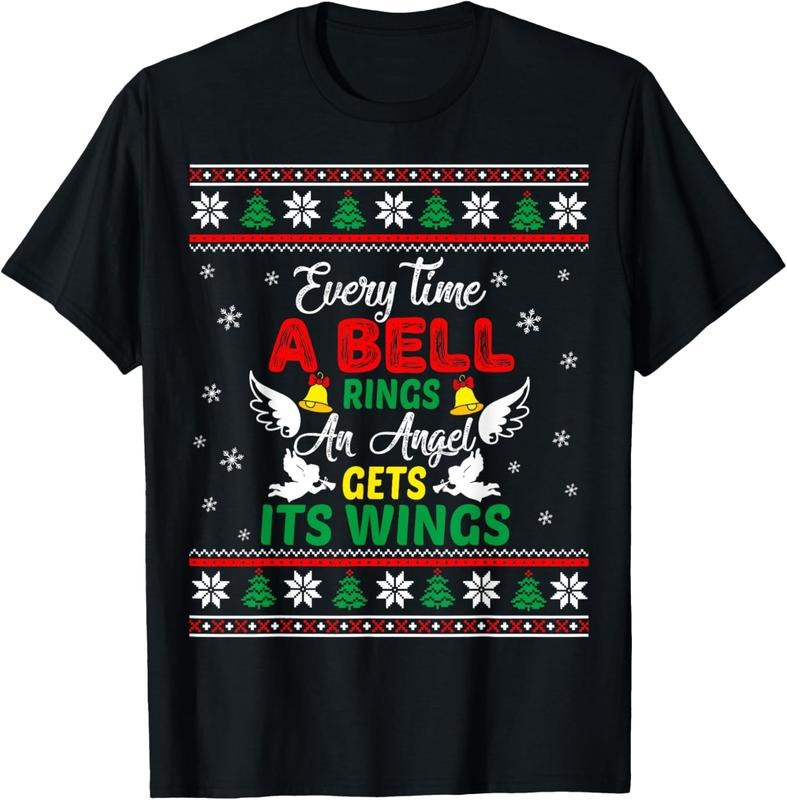 100% Cotton It's a Wonderful Life Every Time A Bell Rings Cute Christmas T-Shirt Hoodie Sweatshirt | PrintMintTees.com