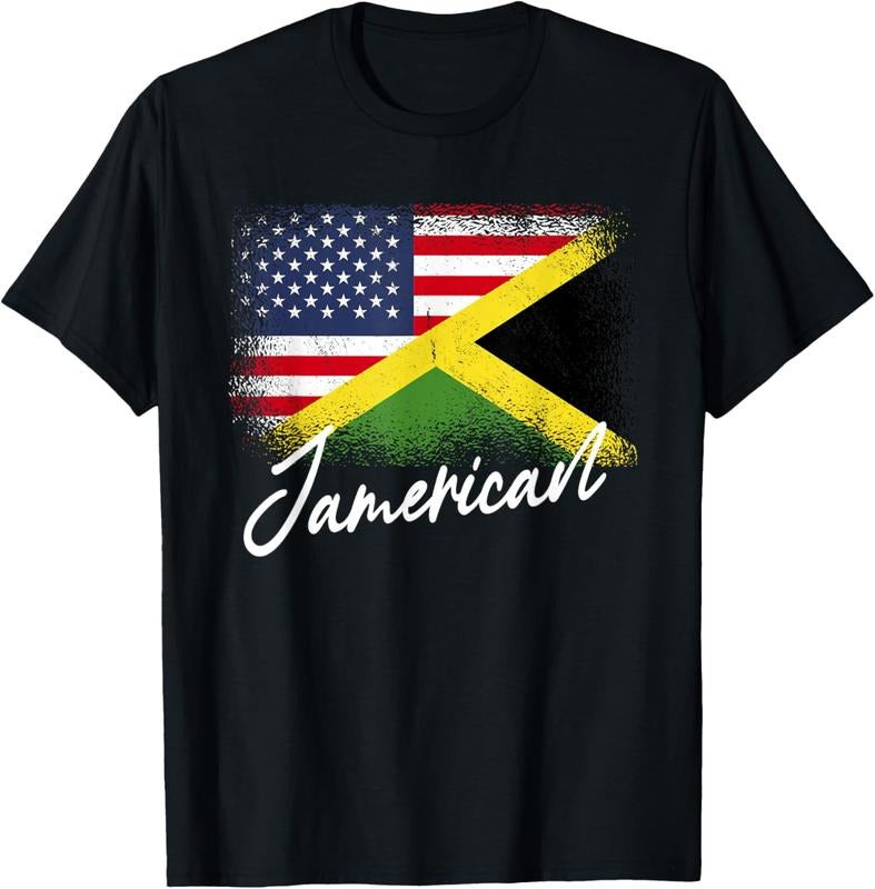 100% Cotton Jamerican - American Jamaican Roots America Jamaica Flag T-Shirt Hoodie, Sweatshirt | PrintMintTees.com