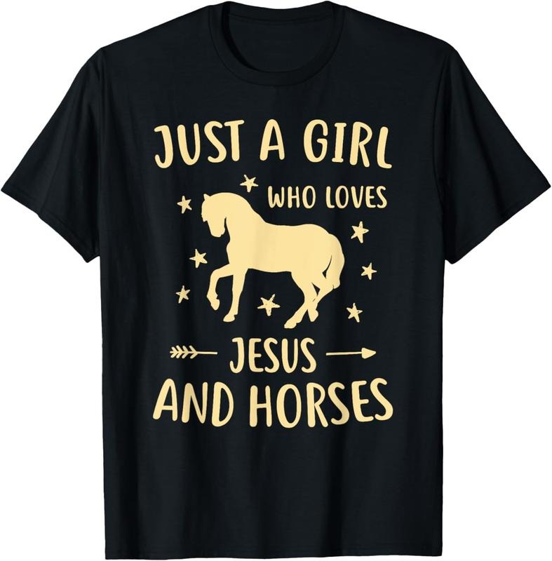 100% Cotton Jesus And Horses For Girls Teens Women Horse Lover Christian T-Shirt Hoodie Sweatshirt | PrintMintTees.com