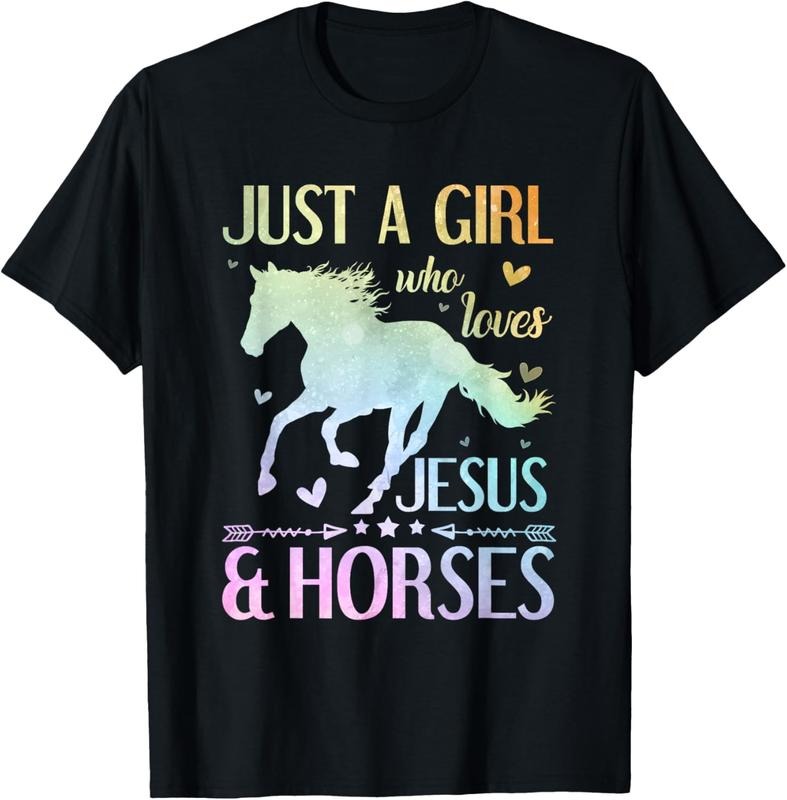 100% Cotton Jesus And Horses, Horse Gifts For Girls, Women T-Shirt Hoodie, Sweatshirt | PrintMintTees.com