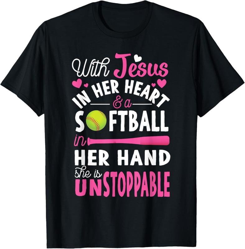 100% Cotton Jesus In Her Heart Softball Hand Funny Pitcher Gift For Her T-Shirt Hoodie Sweatshirt | PrintMintTees.com