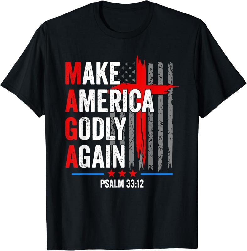 100% Cotton Jesus Make America Godly Again Psalm 33 12 Patriot Christian T-Shirt Hoodie Sweatshirt | PrintMintTees.com