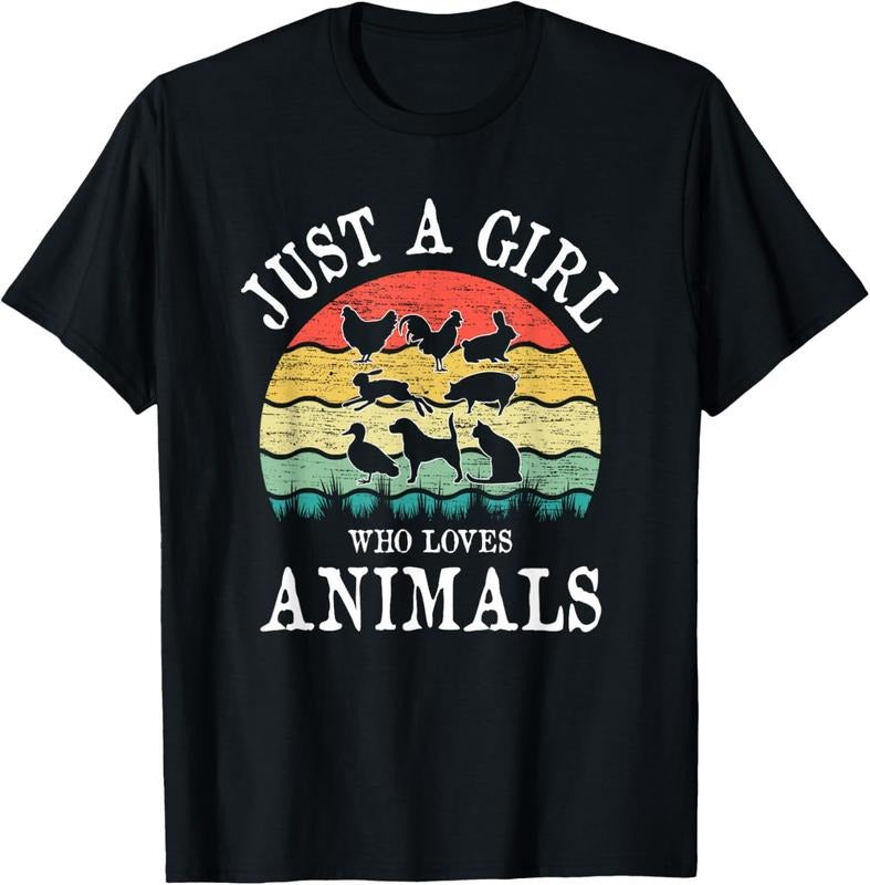 100% Cotton Just A Girl Who Loves Animals T-Shirt Hoodie, Sweatshirt | PrintMintTees.com