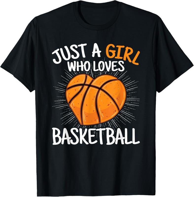 100% Cotton Just A Girl Who Loves Basketball Merch Girls s T-Shirt Hoodie, Sweatshirt | PrintMintTees.com