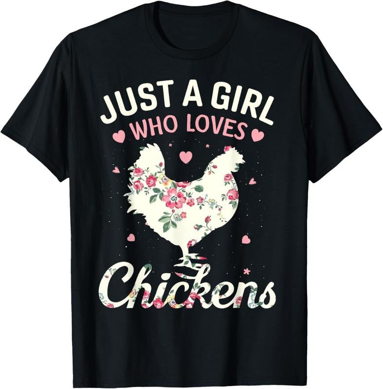 100% Cotton Just Girl Who Loves Chickens Floral Farmer Girl T-Shirts, Hoodie, Sweatshirt