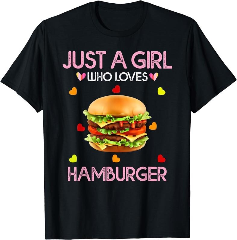[100% Cotton]Just A Girl Who Loves Hamburger For Women Girl Kids T-Shirt Hoodie Sweatshirt | PrintMintTees.com