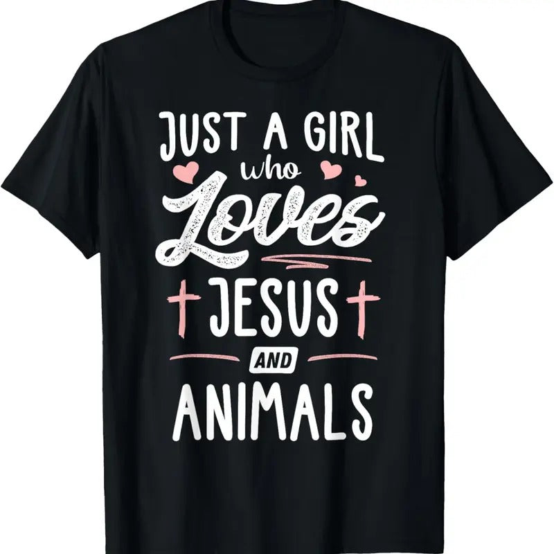 100% Cotton Just A Girl Who Loves Jesus And Animals Gift Women T-Shirt Hoodie Sweatshirt | PrintMintTees.com