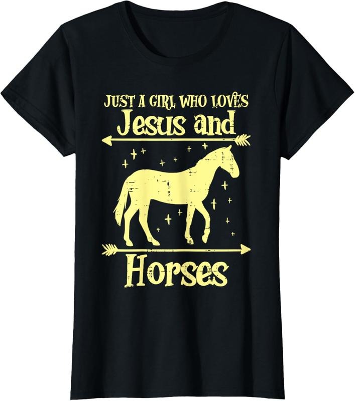 100% Cotton Just Girl Who Loves Jesus Horses Christian T-Shirts, Hoodie, Sweatshirt