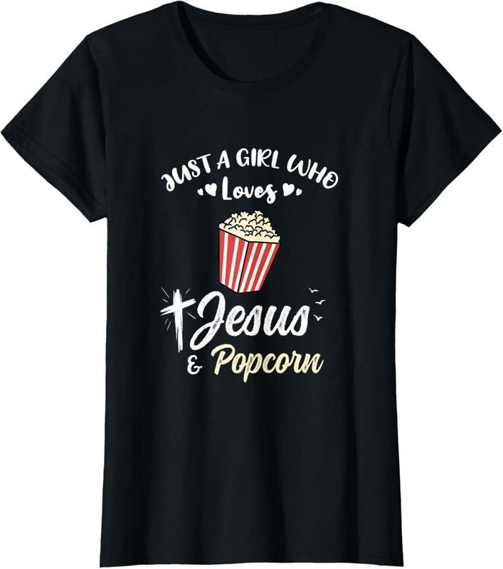 100% Cotton Just Girl Who Loves Jesus Popcorn T-Shirts, Hoodie, Sweatshirt