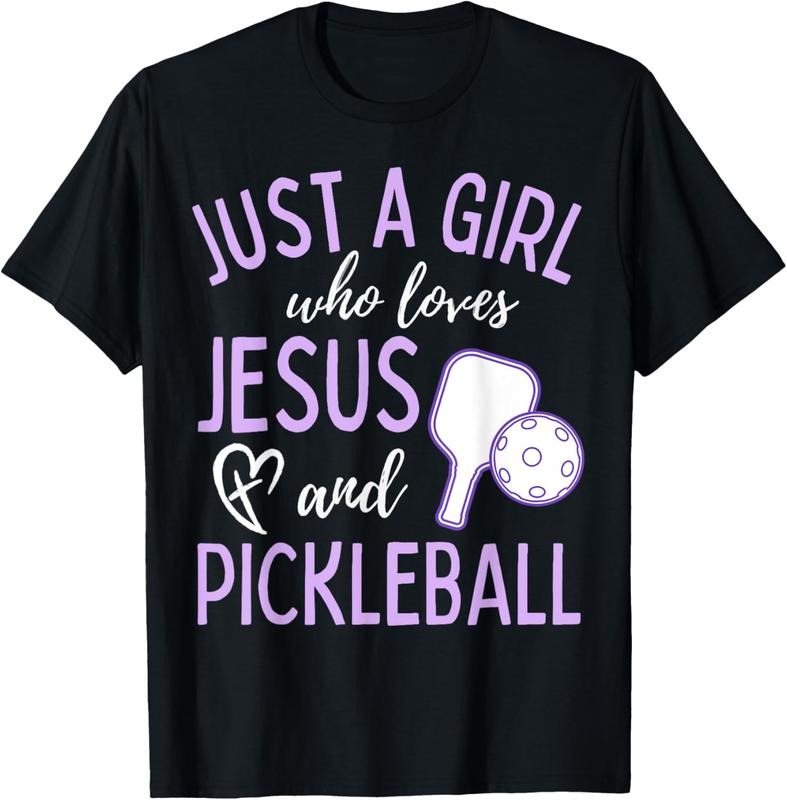 100% Cotton Just A Girl Who Loves Jesus and Pickleball Christian Cute T-Shirt Hoodie Sweatshirt | PrintMintTees.com
