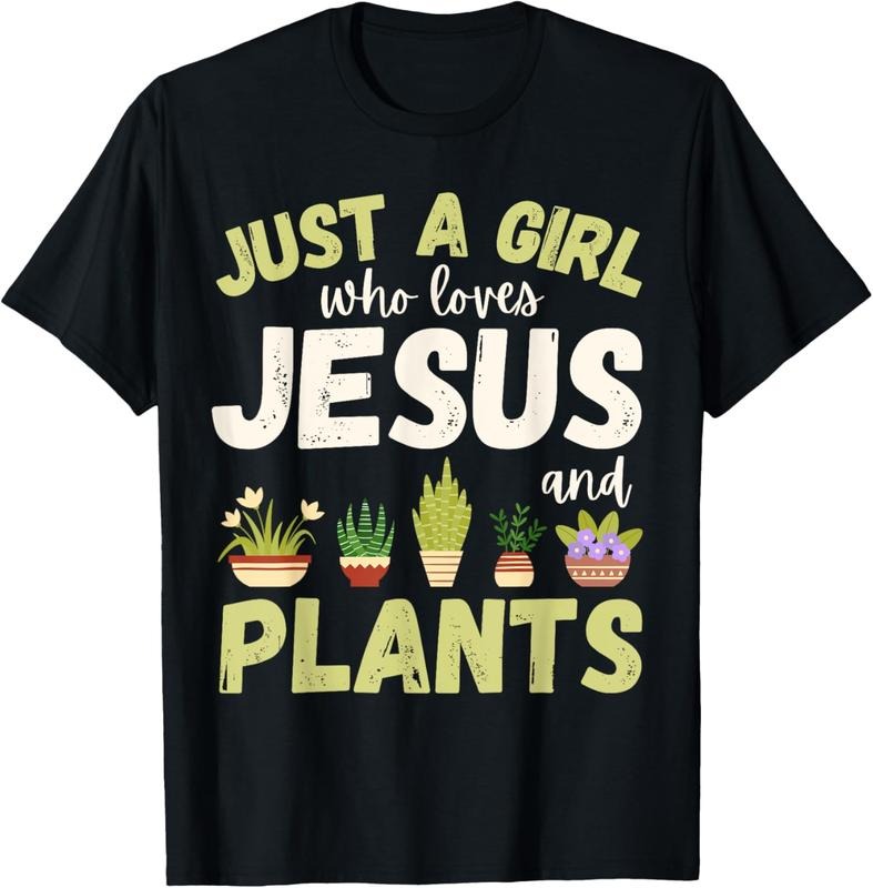 100% Cotton Just A Girl Who Loves Jesus and Plants Houseplants Cute T-Shirt Hoodie Sweatshirt | PrintMintTees.com