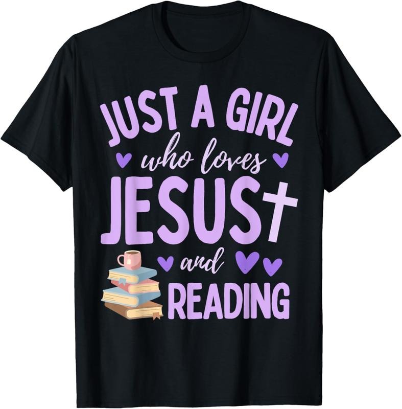 100% Cotton Just Girl Who Loves Jesus Reading Books Christian Cute T-Shirts, Hoodie, Sweatshirt