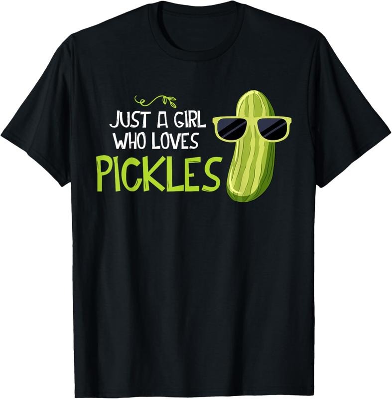 100% Cotton Just A Girl Who Loves Pickles Cuts Pickles Cooking Birthday T-Shirt Hoodie Sweatshirt | PrintMintTees.com