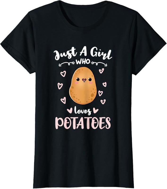 100% Cotton Just A Girl Who Loves Potatoes T-Shirt Hoodie Sweatshirt | PrintMintTees.com