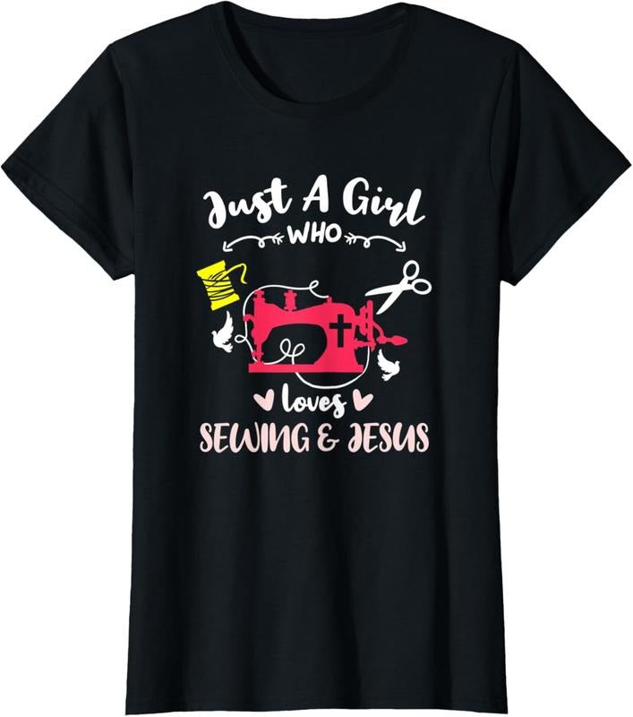 100% Cotton Just Girl Who Loves Sewing Jesus T-Shirts, Hoodie, Sweatshirt