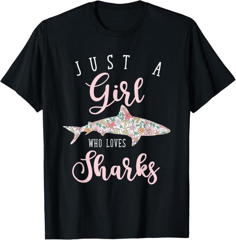 100% Cotton Just Girl Who Loves Sharks Shirt Hoodie Sweatshirt