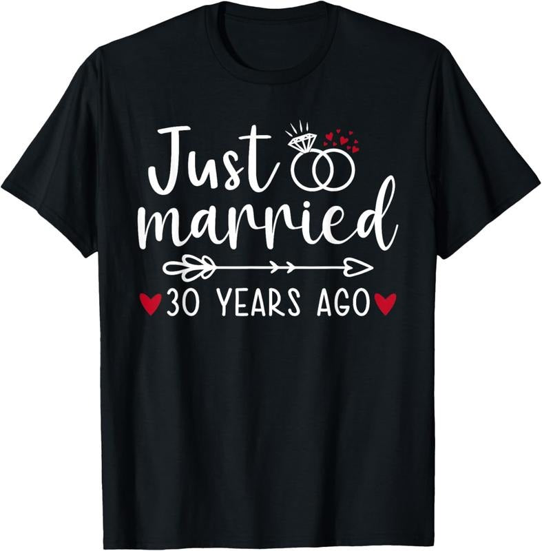 100% Cotton Just Married Couples Funny Husband Wife 30th Anniversary T-Shirt Hoodie, Sweatshirt | PrintMintTees.com
