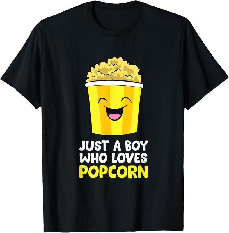 100% Cotton Just Boy Who Loves Popcorn Cinema Movie Watching Popcorn T-Shirts, Hoodie, Sweatshirt