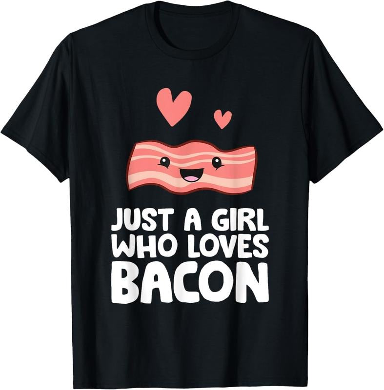 100% Cotton Just a Girl Who Loves Bacon T-Shirt Hoodie Sweatshirt | PrintMintTees.com