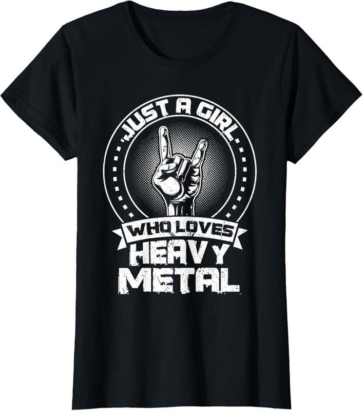 100% Cotton Just a Girl Who Loves Heavy Metal Heavy Metal T-Shirt Hoodie, Sweatshirt | PrintMintTees.com