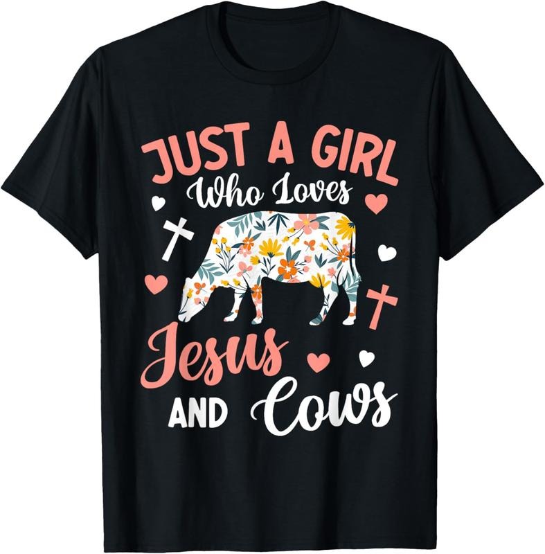 100% Cotton Just a Girl Who Loves Jesus and Cows: Faithful Farming T-Shirt Hoodie Sweatshirt | PrintMintTees.com