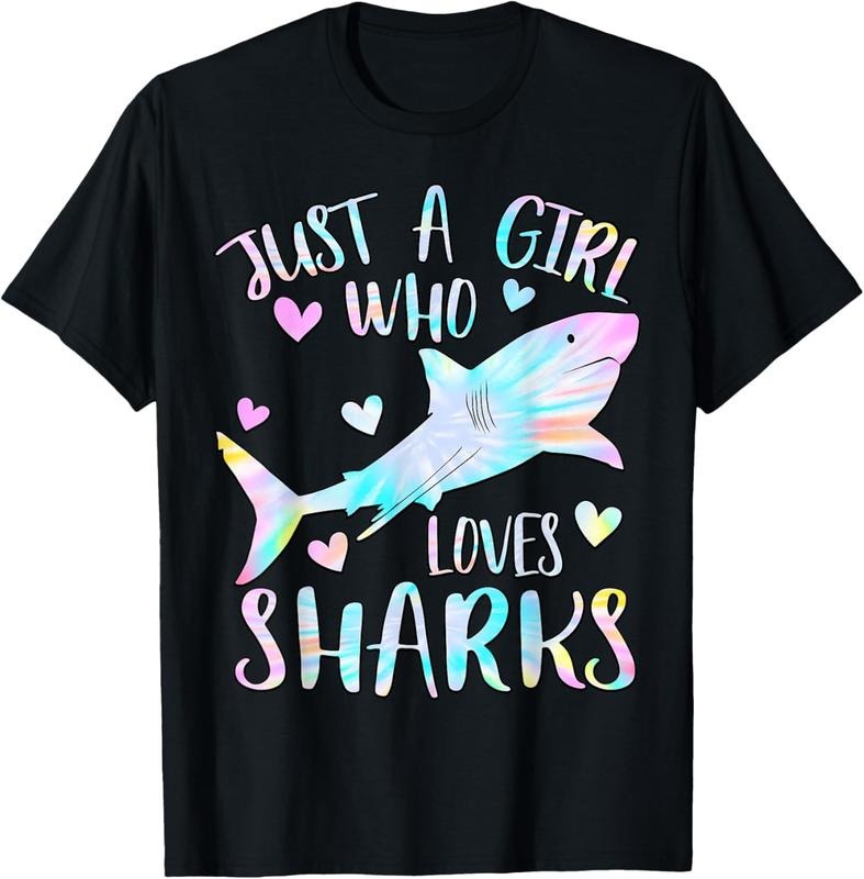 100% Cotton Just Girl Who Loves Sharks Lover Tie Dye Themed Shark Girl T-Shirts, Hoodie, Sweatshirt