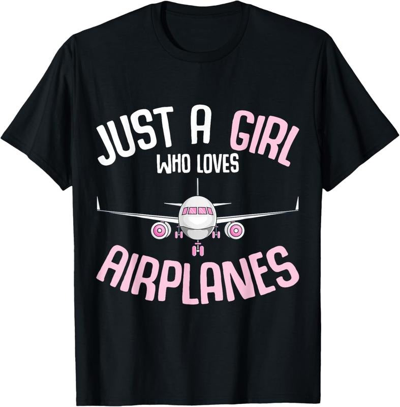 100% Cotton Just a Girl who loves Airplanes Plane Pilot Girls  T-Shirt Hoodie Sweatshirt | PrintMintTees.com