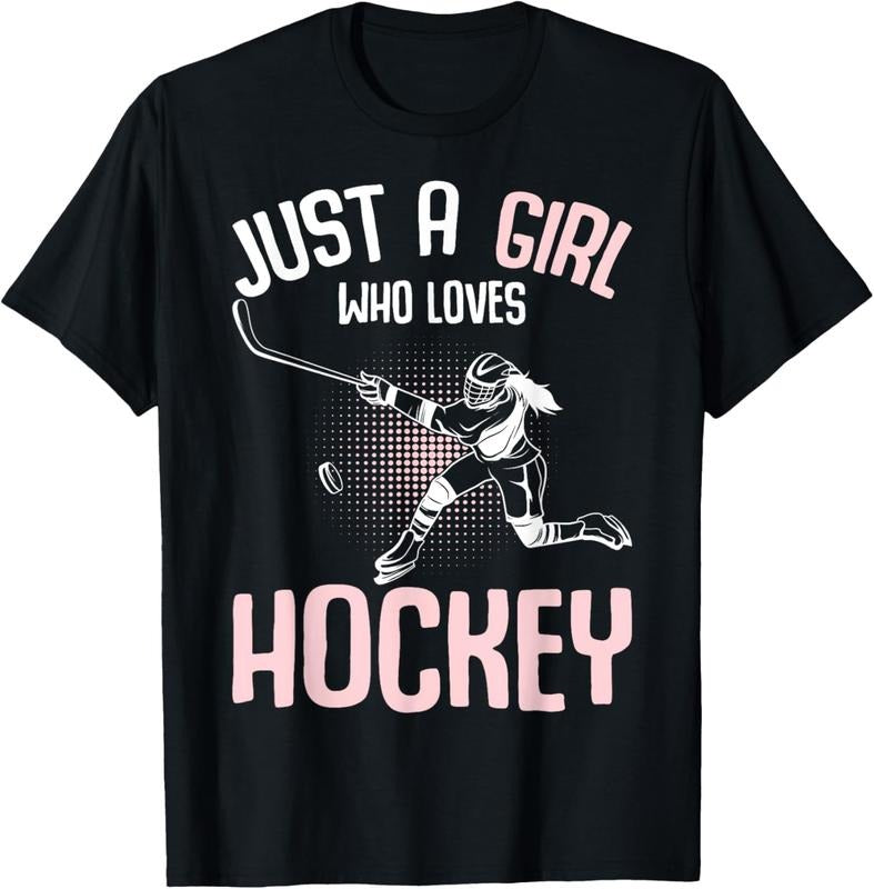 100% Cotton Just a Girl who loves Hockey Ice Hockey Youth  Girls T-Shirt Hoodie Sweatshirt | PrintMintTees.com