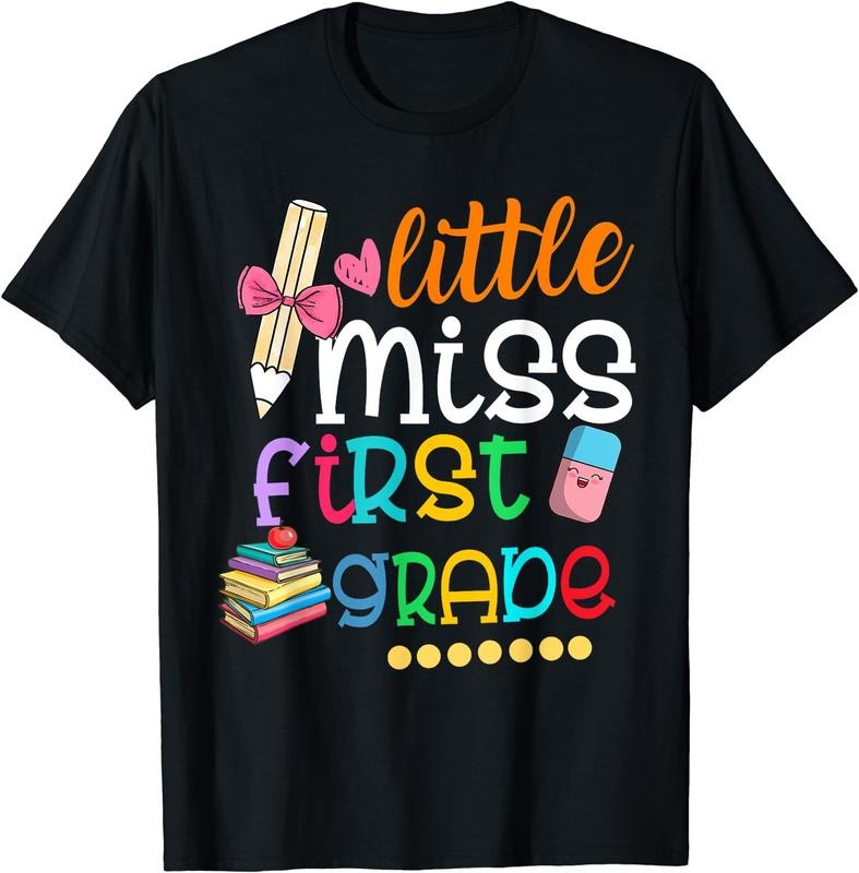 [100% Cotton]Kids Little Miss First Grade Shirt Back To School 1st Grader T-Shirt Hoodie Sweatshirt | PrintMintTees.com