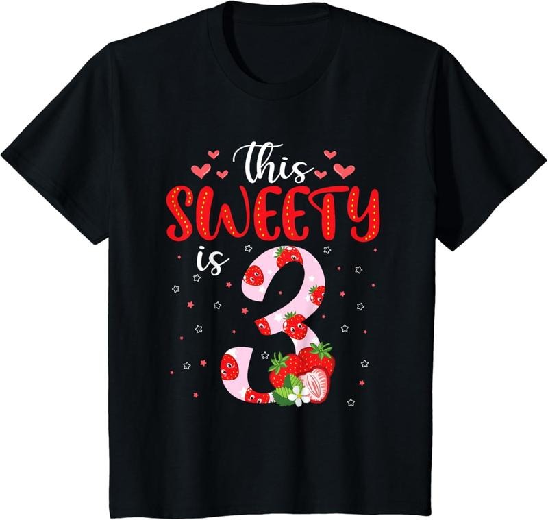 [100% Cotton]Kids Strawberry Theme 3rd Birthday Decorations Sweet One Fruit T-Shirt Hoodie Sweatshirt | PrintMintTees.com