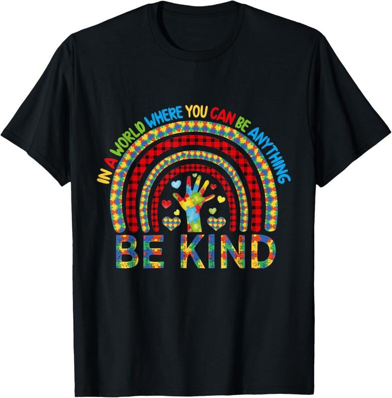 100% Cotton Kindness Autism Awareness Rainbow World Autism Awareness Day T-Shirt Hoodie Sweatshirt | PrintMintTees.com