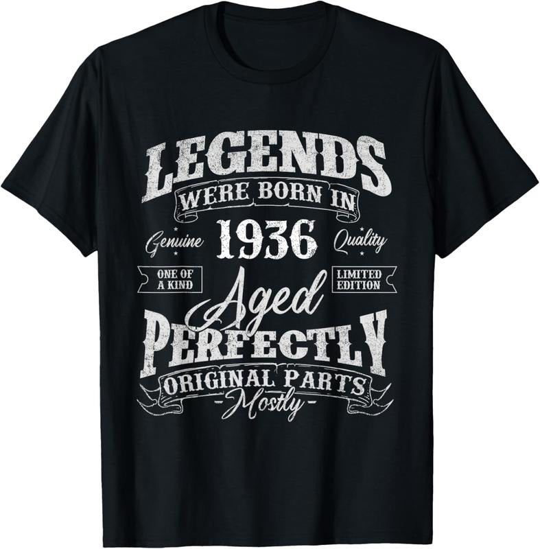100% Cotton Legends Were Born In 1936 Year Of Birth Birthday T-Shirt Hoodie Sweatshirt | PrintMintTees.com