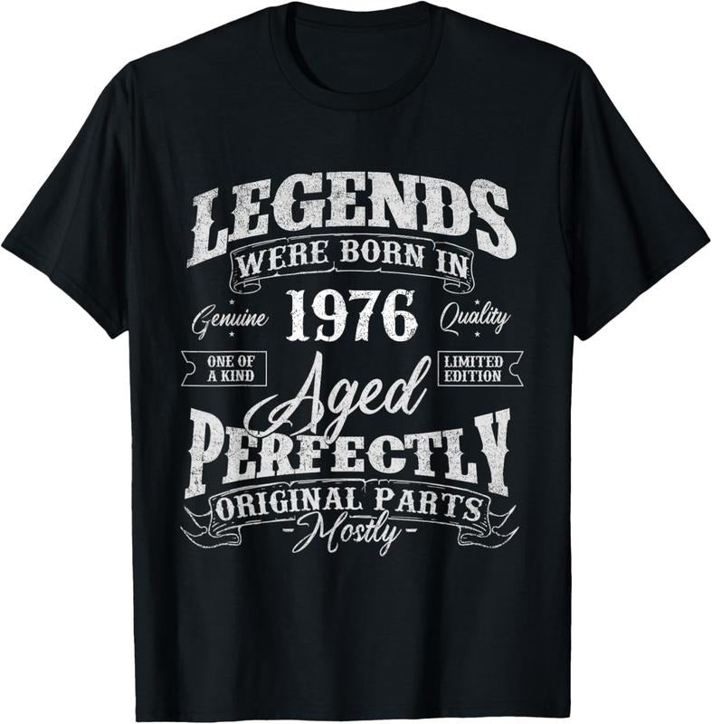 100% Cotton Legends Were Born In 1976 Year Of Birth Birthday T-Shirt Hoodie, Sweatshirt | PrintMintTees.com