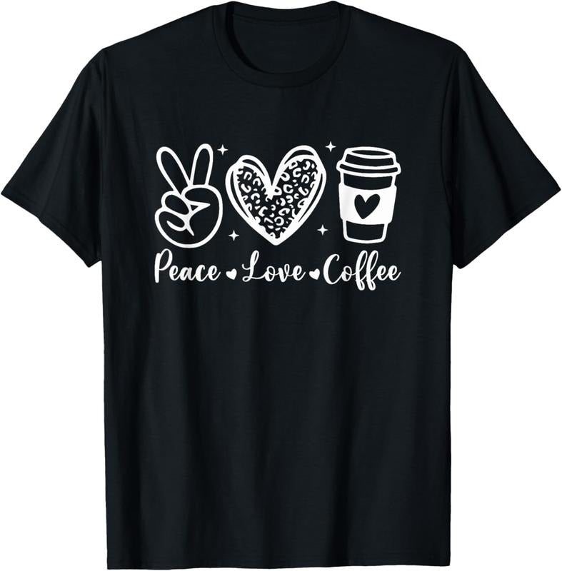 100% Cotton Leopard Peace Love Coffee Lovers Hippie T-Shirt Hoodie Sweatshirt | PrintMintTees.com