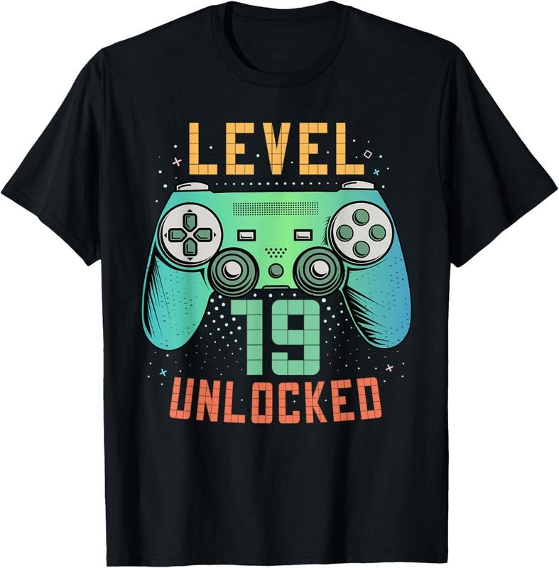 100% Cotton Level 19 Unlocked 19th Birthday Gamer Gifts 19 Year Old Male T-Shirt Hoodie Sweatshirt | PrintMintTees.com
