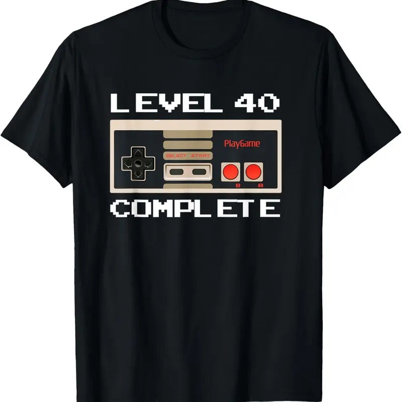 100% Cotton Level 40 Complete Gamer Vintage 40th Birthday Gaming T-Shirt Hoodie Sweatshirt | PrintMintTees.com