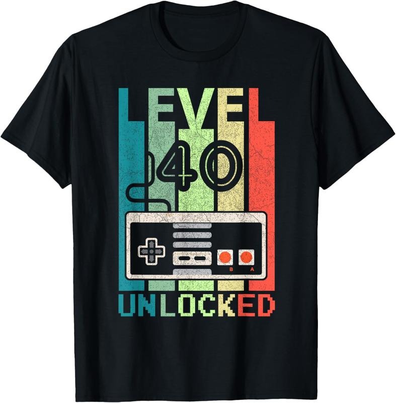 100% Cotton Level 40 Unlocked Shirt Video Gamer 40th T-Shirts, Hoodie, Sweatshirt