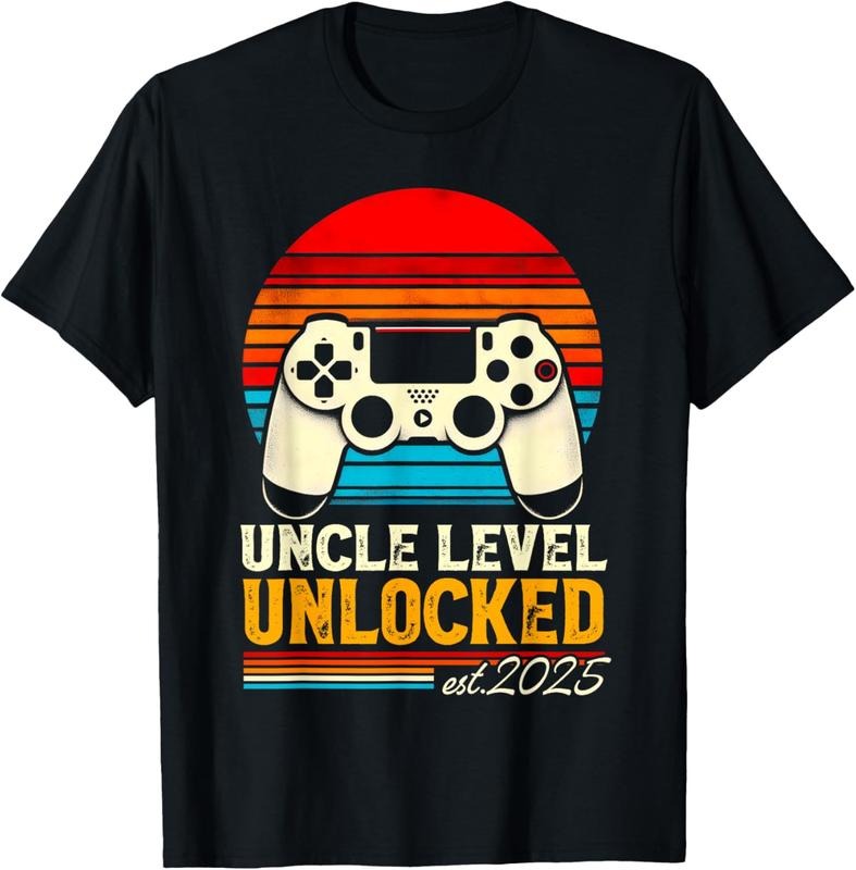 100% Cotton Leveled Up To Uncle 2025 Promoted To Uncle Level Unlocked T-Shirt Hoodie Sweatshirt | PrintMintTees.com