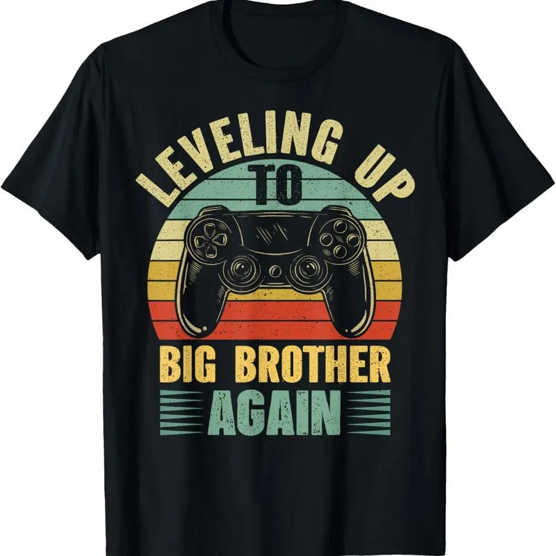 100% Cotton Leveling Up To Big Bro Again Vintage Gift Big Brother Again T-Shirt Hoodie, Sweatshirt | PrintMintTees.com
