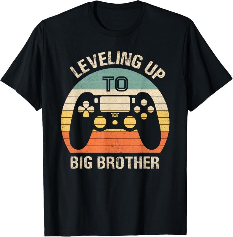 100% Cotton Leveling up to Big Brother 2024 funny gamer vintage  men T-Shirt Hoodie Sweatshirt | PrintMintTees.com