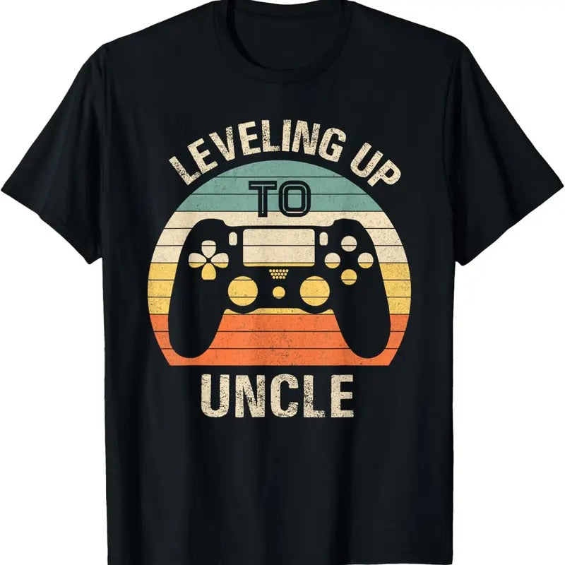 100% Cotton Leveling up to uncle 2024 funny video gamer vintage men T-Shirt Hoodie Sweatshirt | PrintMintTees.com