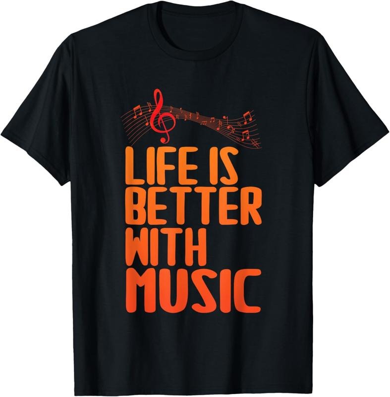 100% Cotton Life Is Better With Music Musicians Funny Music Note Memes T-Shirt Hoodie, Sweatshirt | PrintMintTees.com